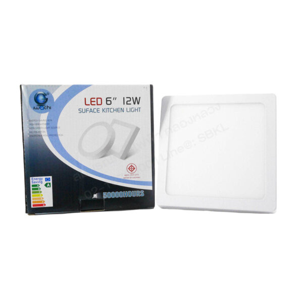 โคมดาวน์ไลท์ติดลอยเหลี่ยมLED สีขาว 12W WW (IWACHI)