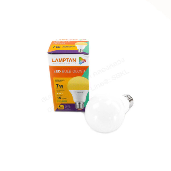 หลอดLED Bulb Gloss 7W WW (LAMPTAN)