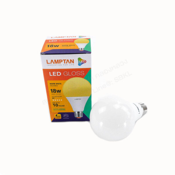 หลอดLED Bulb Gloss 18W WW (LAMPTAN)